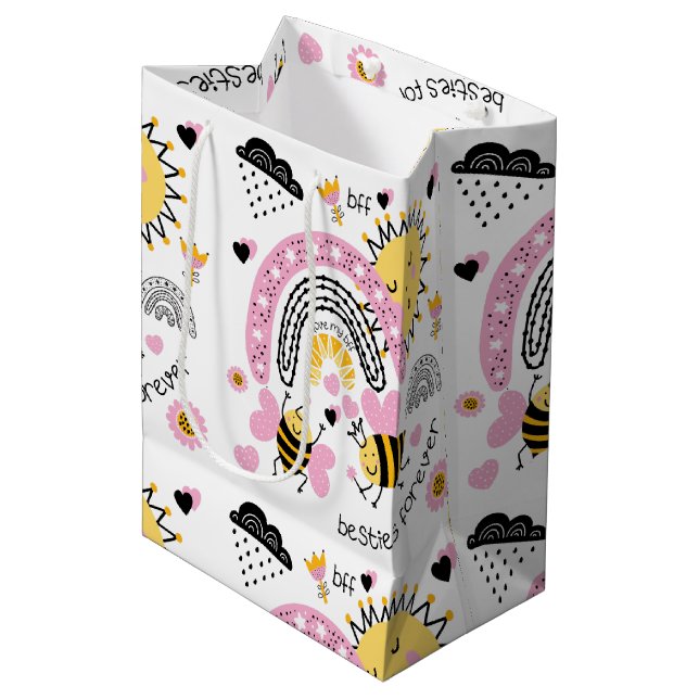 Sac Cadeau Moyen Queen Bees Best Friends Forever Cute (Devant Angle)