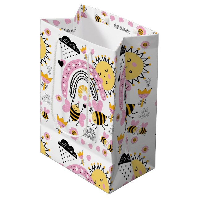 Sac Cadeau Moyen Queen BEES Cute BFF, Baby Girl, Girly Toxits Rose (Devant Angle)