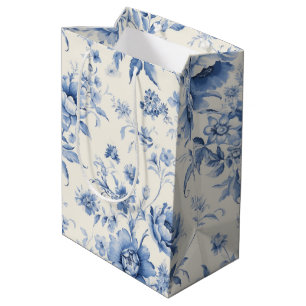 Sac Cadeau Moyen Quelque chose de bleu Floral Français Toile Chinoi