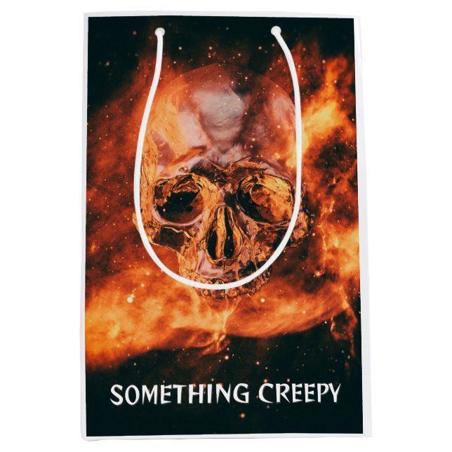 Sac Cadeau Moyen Quelque chose de Déplaisant. Crâne flamboyant dans (Devant)