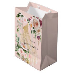 Sac Cadeau Moyen Quinceañera Robe rose poupée robe d'anniversaire M