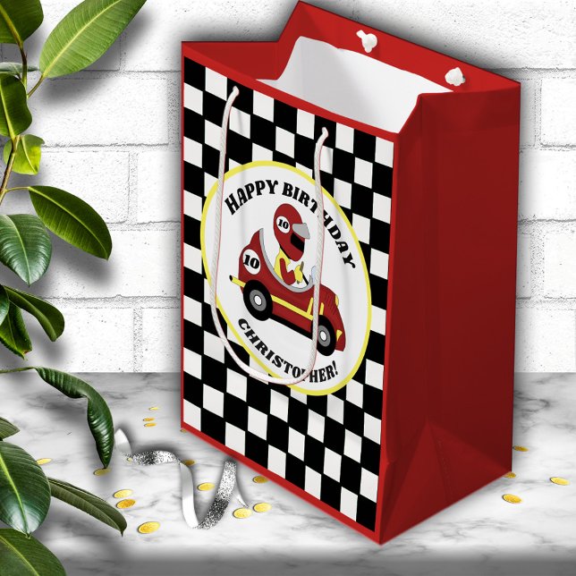 Sac Cadeau Moyen Race Car Thème Anniversaire Fête Personnalisée (Créateur téléchargé)