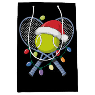 Sac Cadeau Moyen Raquettes de Tennis de Noël Balle Chapeau de Père