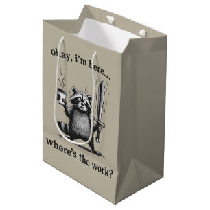 Sac Cadeau Moyen Raton laveur Okay je suis là Où est le café de tra