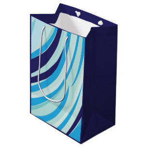 Sac Cadeau Moyen Rayure diagonale bleue