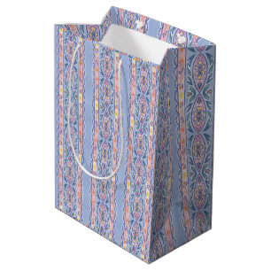 Sac Cadeau Moyen Rayure Florale de Printemps
