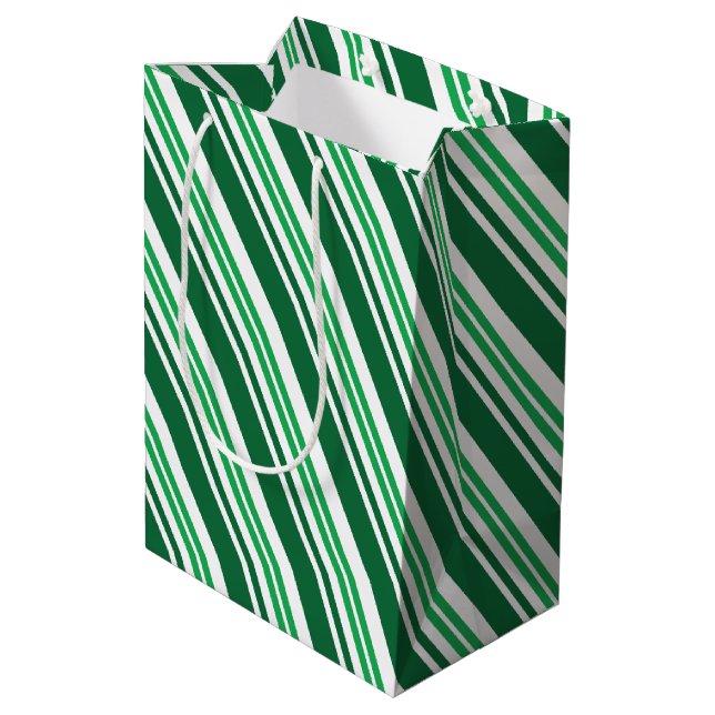 Sac Cadeau Moyen Rayure Menthe Verte (Dos Angle)