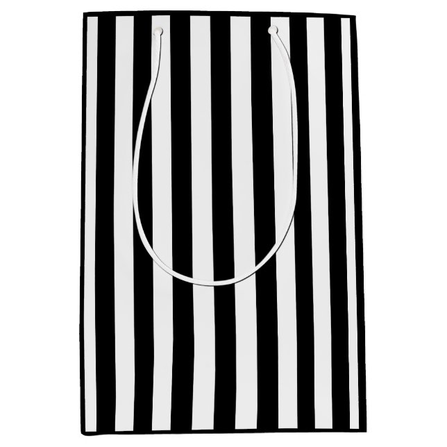 Sac Cadeau Moyen Rayure noir et blanc (Devant)