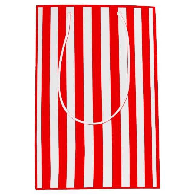 Sac Cadeau Moyen Rayure rouge et blanche (Devant)