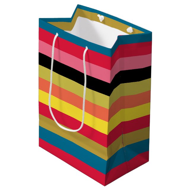 Sac Cadeau Moyen Rayures de cascade arc-en-ciel (Devant Angle)