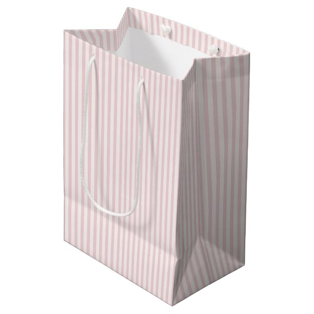 Sac Cadeau Moyen Rayures de printemps | Douce rose (Devant Angle)