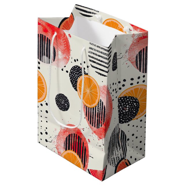 Sac Cadeau Moyen Rayures de tranches de citrus gras (3) (Devant Angle)