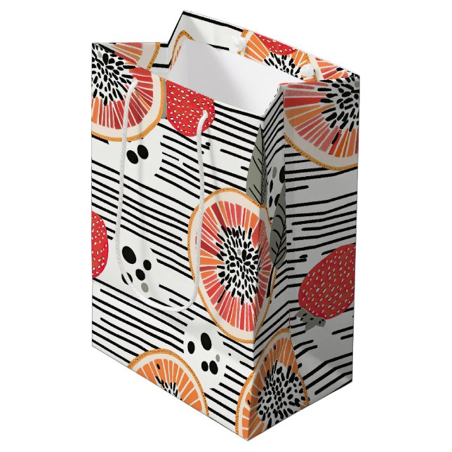 Sac Cadeau Moyen Rayures de tranches de citrus gras (7) (Devant Angle)