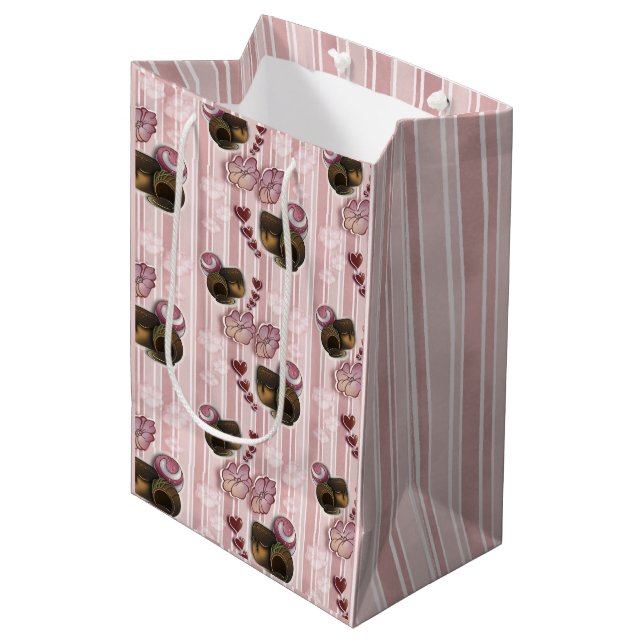 Sac Cadeau Moyen Rayures de truffe (Devant Angle)