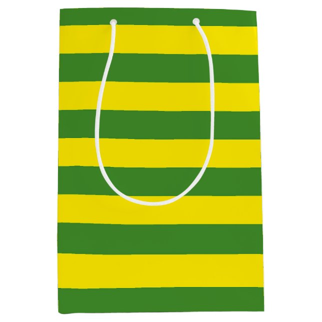 Sac Cadeau Moyen Rayures jaune et verte (Devant)
