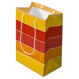 Sac Cadeau Moyen Rayures jaunes et orange du milieu du siècle 