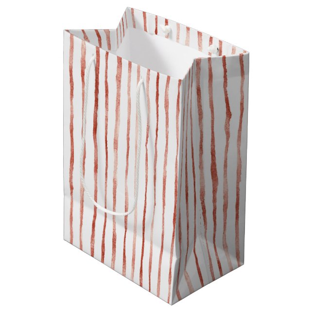 Sac Cadeau Moyen Rayures Rouges Anniversaire (Devant Angle)