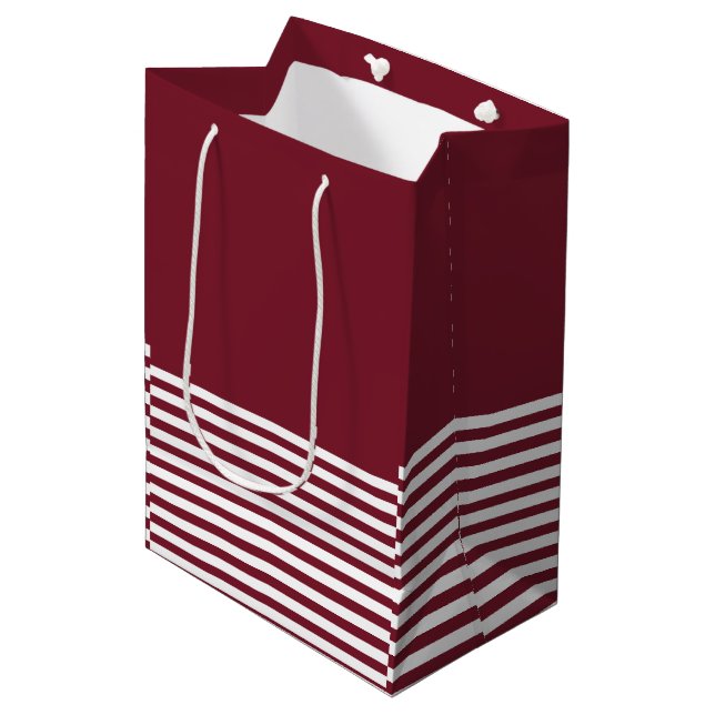 Sac Cadeau Moyen Rayures Rouges Blanches Assez Chic (Devant Angle)
