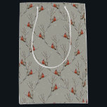 Sac Cadeau Moyen Red Cardinal Perched on a Tree Branch Gift Bag<br><div class="desc">Get in the Christmas and New Year spirit with this beautifully illustrated Red Cardinal design. Handpainted watercolour design that features a gorgeous snowy background and a lone red cardinal perched on a branch. Perfect design for Christmas theme. Please feel free to check my store for more gift ideas. If you'd...</div>