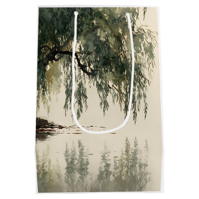 Sac Cadeau Moyen Reflet d'arbre de saule serein Art de la nature (1 (Dos)