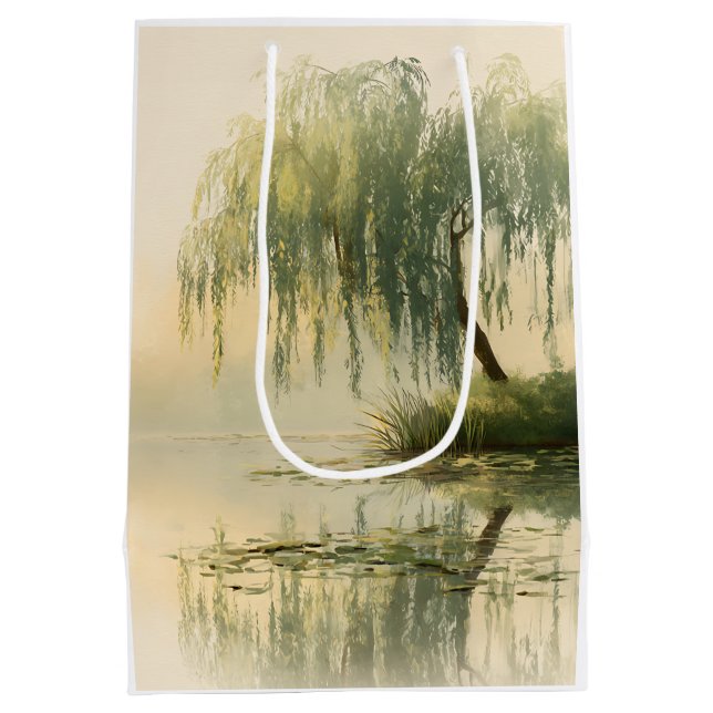 Sac Cadeau Moyen Reflet d'arbre de saule serein Art de la nature (1 (Dos)