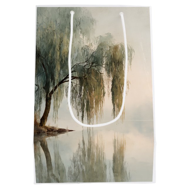 Sac Cadeau Moyen Reflet d'arbre de saule serein Art de la nature (1 (Dos)