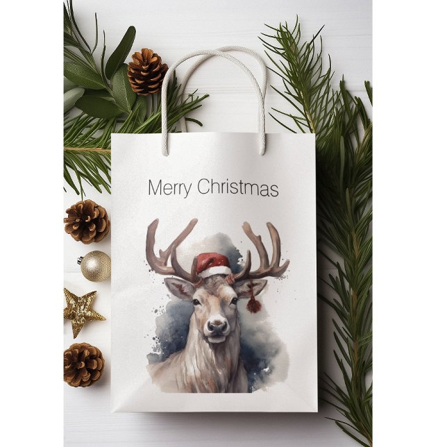 Sac Cadeau Moyen Reindeer de Noël, personnalisable (Créateur téléchargé)