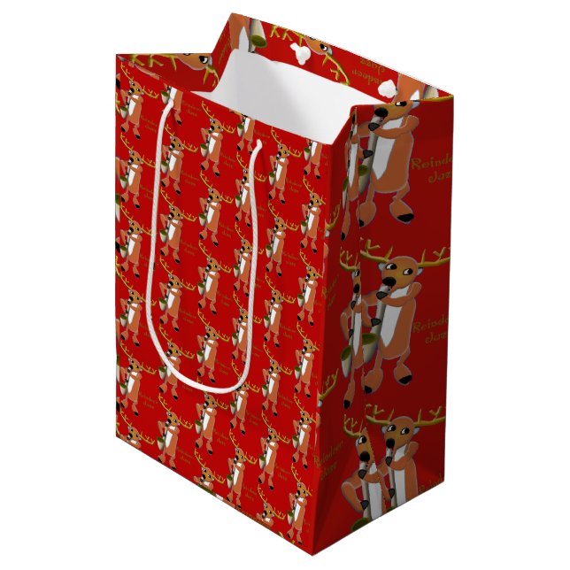 Sac Cadeau Moyen Reindeer Jazz Wrapping Paper (Devant Angle)