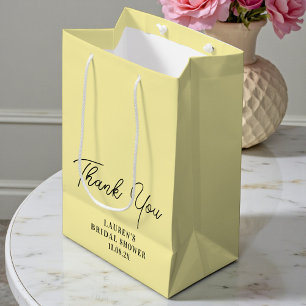 Sac Cadeau Moyen Remerciement de Baby Shower Minimaliste Jaune Pâle