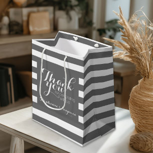 Sac Cadeau Moyen Remerciements de mariage avec motif rayé moderne
