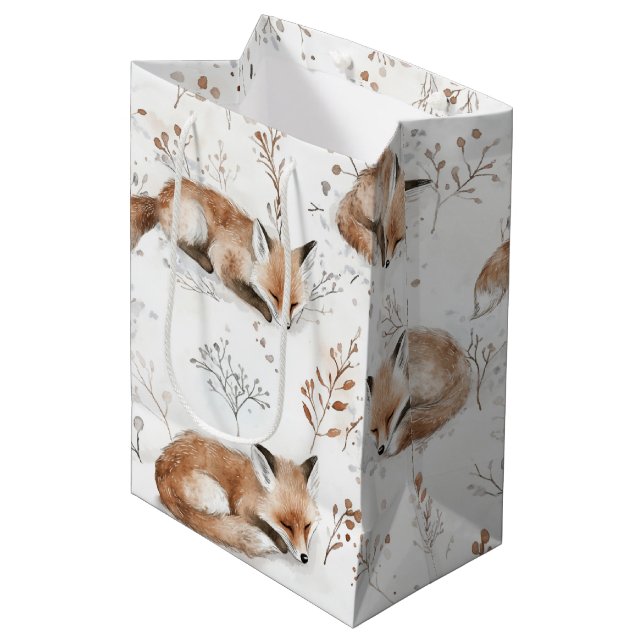 Sac Cadeau Moyen Renards Coquets Animaux Noël (Devant Angle)