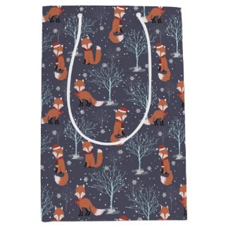 Sac Cadeau Moyen Renards d'hiver mignons