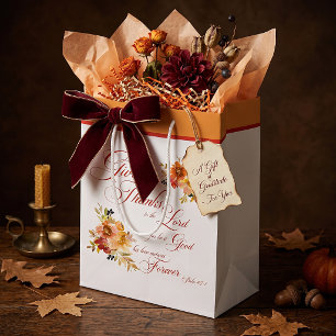 Sac Cadeau Moyen Rendez grâce au Seigneur automne aquarelle florale