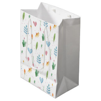 Sac Cadeau Moyen Ressort motif romantique aquarelle d'inspiration n