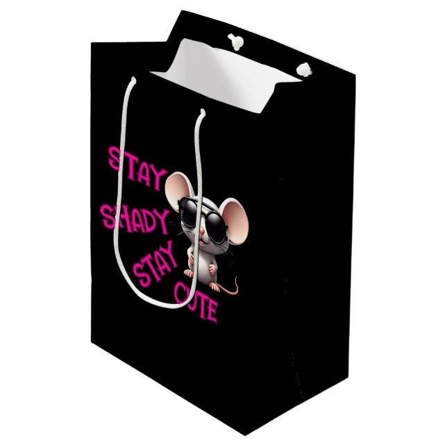 Sac Cadeau Moyen Reste Ombragée, Reste mignonne souris (Devant Angle)