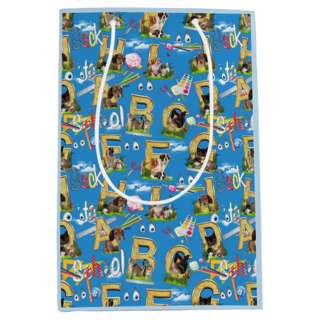 Sac Cadeau Moyen Retour À L'École ABC Conception Répétée (Devant)