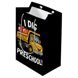 Sac Cadeau Moyen Retour à l'école J'adore le Camion à Benne de la M