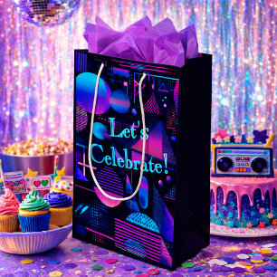 Sac Cadeau Moyen Rétro 80s 90's Néon Memphis Géométrique
