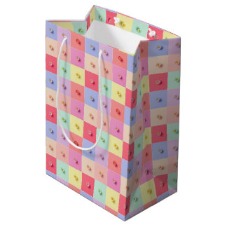 Sac Cadeau Moyen Rétro daisy Rouge Rose Bleu Aqua Floral Anniversai
