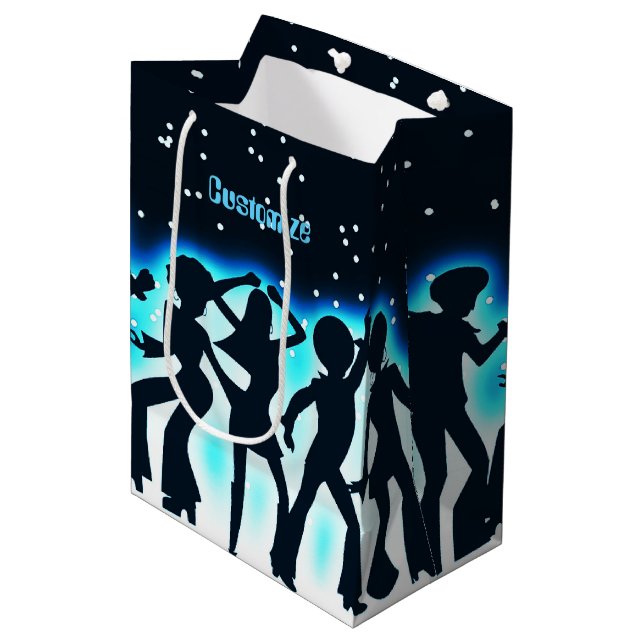 Sac Cadeau Moyen Retro Dance Party Turquoise (Devant Angle)