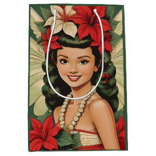 Sac Cadeau Moyen Retro les années 50 Tropical Christmas Princesse