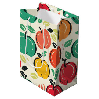 Sac Cadeau Moyen Retro Orchard Harvest Mid-Century Modern Fruit