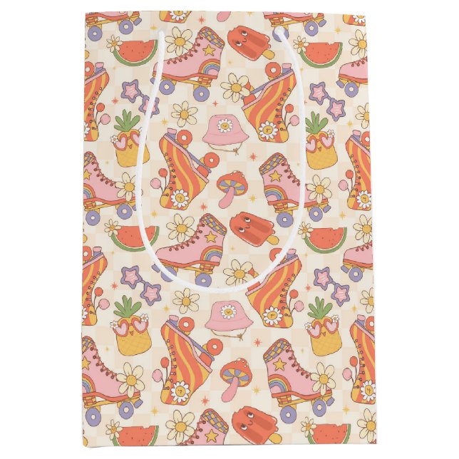 Sac Cadeau Moyen Retro Playful Summer Roller Patinage amusant (Devant)