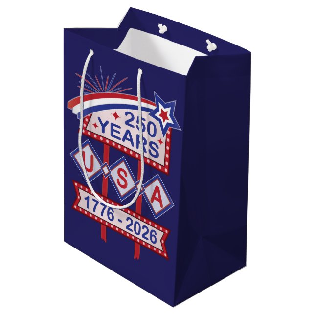 Sac Cadeau Moyen Retro USA 250th Anniversary Marquee Sign 1776-2026 (Dos Angle)