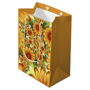 Sac Cadeau Moyen Rêve floral, Fleurs Abstraites modernes Art fracta