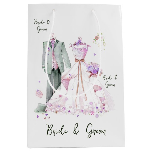 Sac Cadeau Moyen Robe de mariée et costume de marié (Devant)