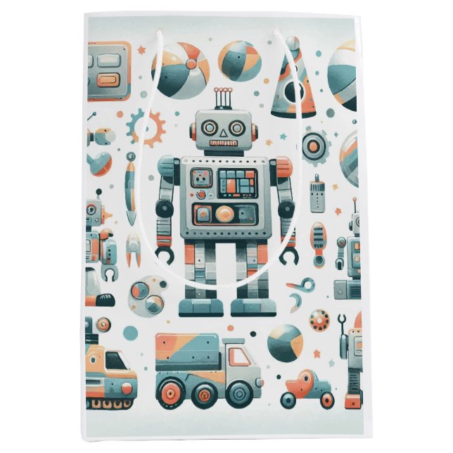 Sac Cadeau Moyen Robots (Devant)