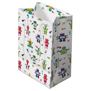 Sac Cadeau Moyen Robots multicolores mignons Motif robotique pour e