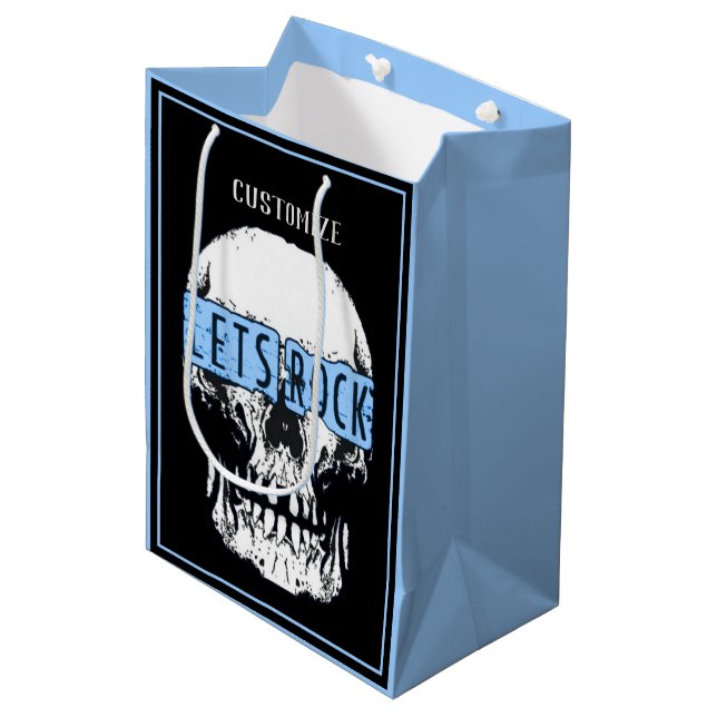Sac Cadeau Moyen Rock Skull Blue (Devant Angle)