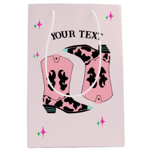 Sac Cadeau Moyen Rodéo de bottes de cowgirl roses
